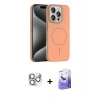 MARSİLYAN™- iPhone 16 Pro Max Kılıf Siluet Doku Özel Seri - Siyah Bilvis 5in1 5D Magic Hayalet Cam Ekran Koruyucu + Pers Alüminyum Kamera Lens - GS