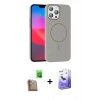 MARSİLYAN™- iPhone 16 Pro Max Kılıf Siluet Doku Özel Seri - Siyah Bilvis 5in1 5D Magic Hayalet Cam Ekran Koruyucu + Raze Metal Kamera Lens - CLTM