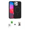 MARSİLYAN™- iPhone 16 Pro Max Kılıf Siluet Doku Özel Seri - Siyah Bilvis Hayalet Cam Ekran Koruyucu + Raze Metal Kamera Lens - BZ