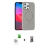 MARSİLYAN™- iPhone 16 Pro Max Kılıf Siluet Doku Özel Seri - Siyah Bilvis Hayalet Cam Ekran Koruyucu + Raze Metal Kamera Lens - BZ