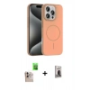 MARSİLYAN™- iPhone 16 Pro Max Kılıf Siluet Doku Özel Seri - Siyah Bilvis Hayalet Cam Ekran Koruyucu + Natural Grey Raze Metal Kamera Lens