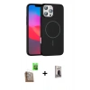 MARSİLYAN™- iPhone 16 Pro Max Kılıf Siluet Doku Özel Seri - Siyah Bilvis Hayalet Cam Ekran Koruyucu + Raze Metal Kamera Lens - CLTM