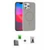 MARSİLYAN™- iPhone 16 Pro Max Kılıf Siluet Doku Özel Seri - Siyah Bilvis Hayalet Cam Ekran Koruyucu + Raze Metal Kamera Lens - SH