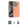 MARSİLYAN™- iPhone 16 Pro Max Kılıf Siluet Doku Özel Seri - Siyah Bilvis Hayalet Cam Ekran Koruyucu + PVD Metal Kamera Lens - SH