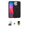 MARSİLYAN™- iPhone 16 Pro Max Kılıf Siluet Doku Özel Seri - Siyah Buffer Cam Ekran Koruyucu + Bilvis Titan Kamera Lens - TMGI
