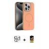 MARSİLYAN™- iPhone 16 Pro Max Kılıf Siluet Doku Özel Seri - Siyah Buffer Cam Ekran Koruyucu + Pers Alüminyum Kamera Lens - GS