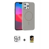 MARSİLYAN™- iPhone 16 Pro Max Kılıf Siluet Doku Özel Seri - Siyah Buffer Cam Ekran Koruyucu + Pers Alüminyum Kamera Lens - GS