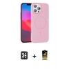 MARSİLYAN™- iPhone 16 Pro Max Kılıf Siluet Doku Özel Seri - Siyah Buffer Cam Ekran Koruyucu + PVD Metal Kamera Lens - SH