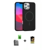 MARSİLYAN™- iPhone 16 Pro Max Kılıf Siluet Doku Özel Seri - Siyah Buffer Cam Ekran Koruyucu + Raze Metal Kamera Lens - SH