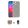 MARSİLYAN™- iPhone 16 Pro Max Kılıf Siluet Doku Özel Seri - Siyah Buffer Hayalet Cam Ekran Koruyucu + Çöl Titanyum Pers Alüminyum Kamera Lens