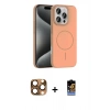 MARSİLYAN™- iPhone 16 Pro Max Kılıf Siluet Doku Özel Seri - Siyah Buffer Hayalet Cam Ekran Koruyucu + Çöl Titanyum Pers Alüminyum Kamera Lens
