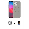 MARSİLYAN™- iPhone 16 Pro Max Kılıf Siluet Doku Özel Seri - Siyah Buffer Hayalet Cam Ekran Koruyucu + Pers Alüminyum Kamera Lens - GI