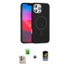 MARSİLYAN™- iPhone 16 Pro Max Kılıf Siluet Doku Özel Seri - Siyah Buffer Hayalet Cam Ekran Koruyucu + Raze Metal Kamera Lens - NLGY