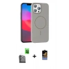 MARSİLYAN™- iPhone 16 Pro Max Kılıf Siluet Doku Özel Seri - Siyah Buffer Hayalet Cam Ekran Koruyucu + Raze Metal Kamera Lens - SH