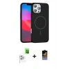 MARSİLYAN™- iPhone 16 Pro Max Kılıf Siluet Doku Özel Seri - Siyah Buffer Hayalet Cam Ekran Koruyucu + Raze Metal Kamera Lens - BZ