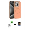 MARSİLYAN™- iPhone 16 Pro Max Kılıf Siluet Doku Özel Seri - Siyah Buffer Hayalet Cam Ekran Koruyucu + Raze Metal Kamera Lens - BZ