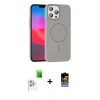MARSİLYAN™- iPhone 16 Pro Max Kılıf Siluet Doku Özel Seri - Siyah Buffer Hayalet Cam Ekran Koruyucu + Raze Metal Kamera Lens - BZ