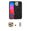 MARSİLYAN™- iPhone 16 Pro Max Kılıf Siluet Doku Özel Seri - Siyah Joko Magic 5D Cam + Çöl Titanyum Pers Alüminyum Kamera Lens