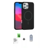 MARSİLYAN™- iPhone 16 Pro Max Kılıf Siluet Doku Özel Seri - Siyah Joko Magic 5D Cam + Raze Metal Kamera Lens - BZ