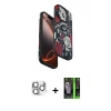 MARSİLYAN™- iPhone 16 Pro Max Kılıf Siluet Doku - Şeffaf 360 Full Body Arka Koruyucu + Pers Alüminyum Kamera Lens - GS