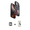 MARSİLYAN™- iPhone 16 Pro Max Kılıf Siluet Doku - Şeffaf Pasifik Cam Ekran Koruyucu + PVD Metal Kamera Lens - GS