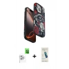 MARSİLYAN™- iPhone 16 Pro Max Kılıf Siluet Doku - Şeffaf Pasifik Cam Ekran Koruyucu + Raze Metal Kamera Lens - BZ