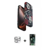 MARSİLYAN™- iPhone 16 Pro Max Kılıf Siluet Doku - Siyah 360 Mat Full Body Arka Koruyucu + Pers Alüminyum Kamera Lens - GS