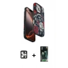 MARSİLYAN™- iPhone 16 Pro Max Kılıf Siluet Doku - Siyah 360 Mat Full Body Arka Koruyucu + PVD Metal Kamera Lens - GS