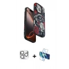 MARSİLYAN™- iPhone 16 Pro Max Kılıf Siluet Doku - Siyah 3D Antistatik Cam Ekran Koruyucu + Pers Alüminyum Kamera Lens - GS