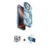 MARSİLYAN™- iPhone 16 Pro Max Kılıf Siluet Doku - Siyah 3D Antistatik Cam Ekran Koruyucu + Pers Alüminyum Kamera Lens - GI