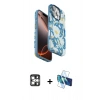 MARSİLYAN™- iPhone 16 Pro Max Kılıf Siluet Doku - Siyah 3D Antistatik Cam Ekran Koruyucu + PVD Metal Kamera Lens - GS
