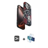 MARSİLYAN™- iPhone 16 Pro Max Kılıf Siluet Doku - Siyah 3D Antistatik Cam Ekran Koruyucu + PVD Metal Kamera Lens - SH