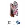 MARSİLYAN™- iPhone 16 Pro Max Kılıf Siluet Doku - Siyah 3D Antistatik Cam Ekran Koruyucu + PVD Metal Kamera Lens - GS