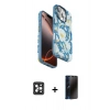 MARSİLYAN™- iPhone 16 Pro Max Kılıf Siluet Doku - Siyah 3D Antistatik Hayalet Cam Ekran Koruyucu + PVD Metal Kamera Lens - SH