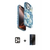 MARSİLYAN™- iPhone 16 Pro Max Kılıf Siluet Doku - Siyah 3D Antistatik Hayalet Cam Ekran Koruyucu + PVD Metal Kamera Lens - GD