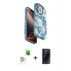 MARSİLYAN™- iPhone 16 Pro Max Kılıf Siluet Doku - Siyah 3D Antistatik Hayalet Cam Ekran Koruyucu + Raze Metal Kamera Lens - BZ