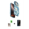 MARSİLYAN™- iPhone 16 Pro Max Kılıf Siluet Doku - Siyah 3D Antistatik Hayalet Cam Ekran Koruyucu + Raze Metal Kamera Lens - NLGY