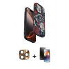 MARSİLYAN™- iPhone 16 Pro Max Kılıf Siluet Doku - Siyah 3D Antistatik Mat Seramik Nano Ekran Koruyucu + Pers Alüminyum Kamera Lens - CLTM