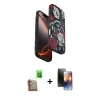 MARSİLYAN™- iPhone 16 Pro Max Kılıf Siluet Doku - Siyah 3D Antistatik Mat Seramik Nano Ekran Koruyucu + Çöl Titanyum Raze Metal Kamera Lens