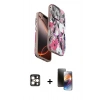 MARSİLYAN™- iPhone 16 Pro Max Kılıf Siluet Doku - Siyah 3D Antistatik Mat Seramik Nano Ekran Koruyucu + Gold PVD Metal Kamera Lens