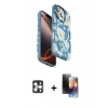 MARSİLYAN™- iPhone 16 Pro Max Kılıf Siluet Doku - Siyah 3D Antistatik Mat Seramik Nano Ekran Koruyucu + Gold PVD Metal Kamera Lens