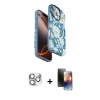 MARSİLYAN™- iPhone 16 Pro Max Kılıf Siluet Doku - Siyah 3D Antistatik Mat Seramik Nano Ekran Koruyucu + Pers Alüminyum Kamera Lens - GS