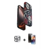 MARSİLYAN™- iPhone 16 Pro Max Kılıf Siluet Doku - Siyah 3D Antistatik Mat Seramik Nano Ekran Koruyucu + Pers Alüminyum Kamera Lens - GI
