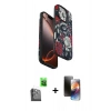 MARSİLYAN™- iPhone 16 Pro Max Kılıf Siluet Doku - Siyah 3D Antistatik Mat Seramik Nano Ekran Koruyucu + Siyah Raze Metal Kamera Lens