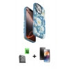 MARSİLYAN™- iPhone 16 Pro Max Kılıf Siluet Doku - Siyah 3D Antistatik Mat Seramik Nano Ekran Koruyucu + Siyah Raze Metal Kamera Lens