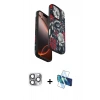 MARSİLYAN™- iPhone 16 Pro Max Kılıf Siluet Doku - Siyah 3D Antistatik Seramik Nano Ekran Koruyucu + Pers Alüminyum Kamera Lens - GI