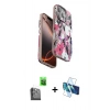 MARSİLYAN™- iPhone 16 Pro Max Kılıf Siluet Doku - Siyah 3D Antistatik Seramik Nano Ekran Koruyucu + Raze Metal Kamera Lens - SH