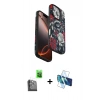 MARSİLYAN™- iPhone 16 Pro Max Kılıf Siluet Doku - Siyah 3D Antistatik Seramik Nano Ekran Koruyucu + Raze Metal Kamera Lens - SH