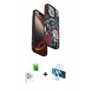 MARSİLYAN™- iPhone 16 Pro Max Kılıf Siluet Doku - Siyah 3D Antistatik Seramik Nano Ekran Koruyucu + Raze Metal Kamera Lens - BZ