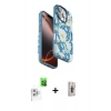 MARSİLYAN™- iPhone 16 Pro Max Kılıf Siluet Doku - Siyah Bilvis 3D Cam Ekran Koruyucu + Raze Metal Kamera Lens - BZ
